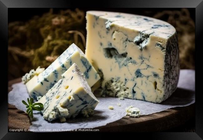 Delicious French blue cheese. Ai generated. Framed Print by Joaquin Corbalan