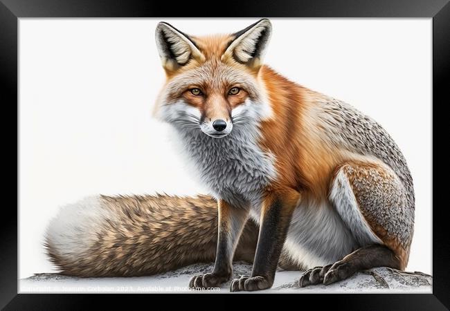 illustration of a red fox. Ai generated. Framed Print by Joaquin Corbalan
