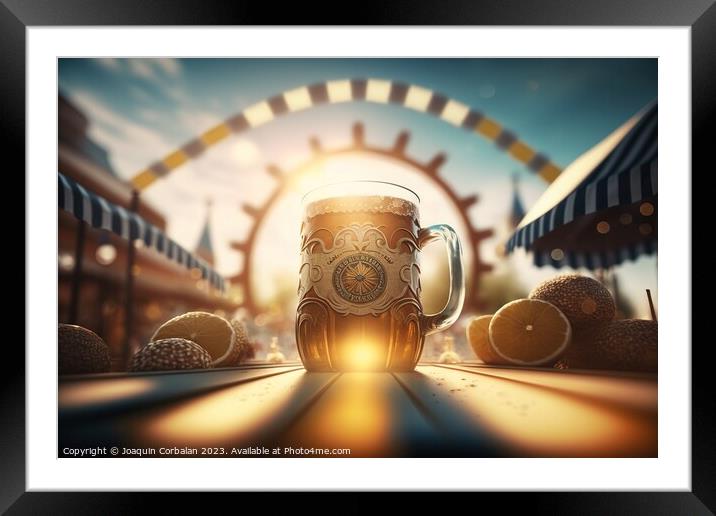 Mugs of Bavarian German beer, typical of summer festivals. Ai ge Framed Mounted Print by Joaquin Corbalan
