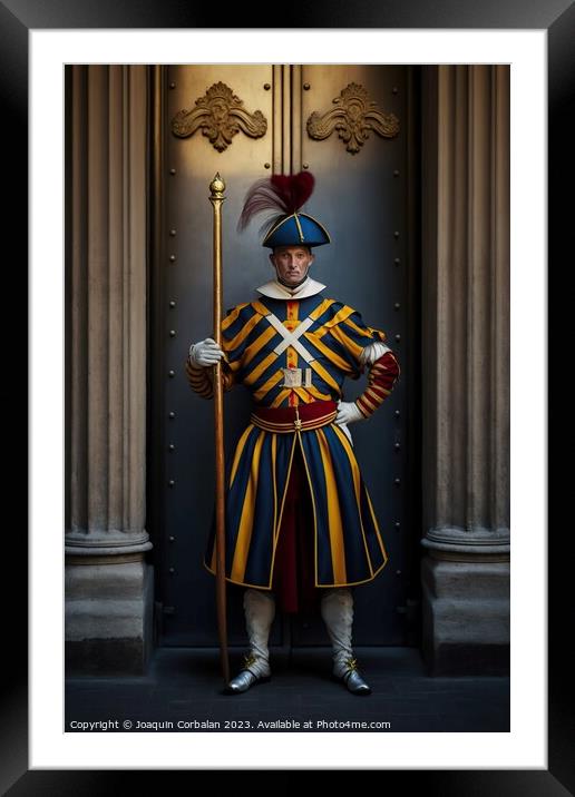 Representation of the guards of the Swiss guard of Framed Mounted Print by Joaquin Corbalan