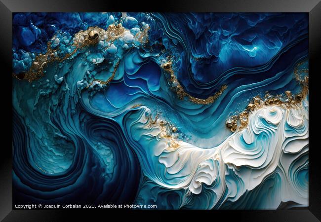 Beautiful artistic abstract creation of soothing blue wavy tones Framed Print by Joaquin Corbalan