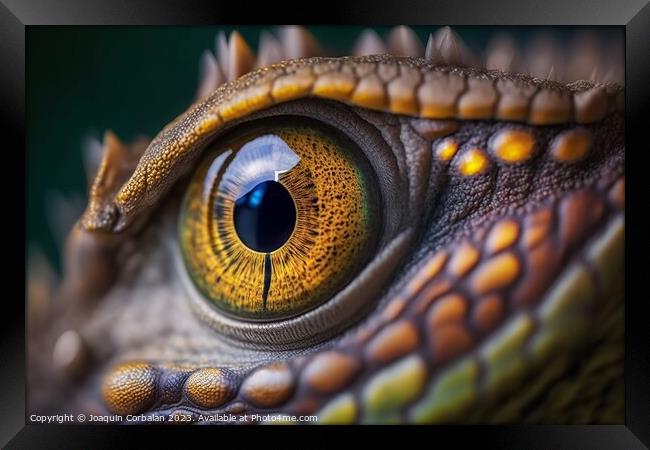 Macro of a colorful reptile eye. Ai generated. Framed Print by Joaquin Corbalan