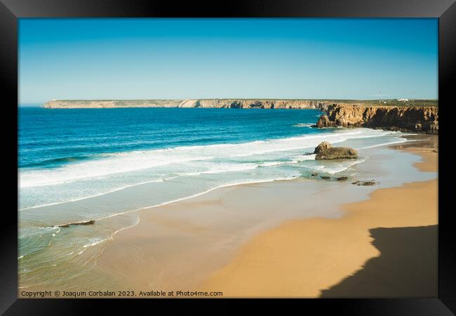 Beautiful beaches of fine sand and high, slender cliffs, one mor Framed Print by Joaquin Corbalan