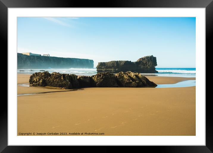 Beautiful beaches of fine sand and high, slender cliffs, one mor Framed Mounted Print by Joaquin Corbalan