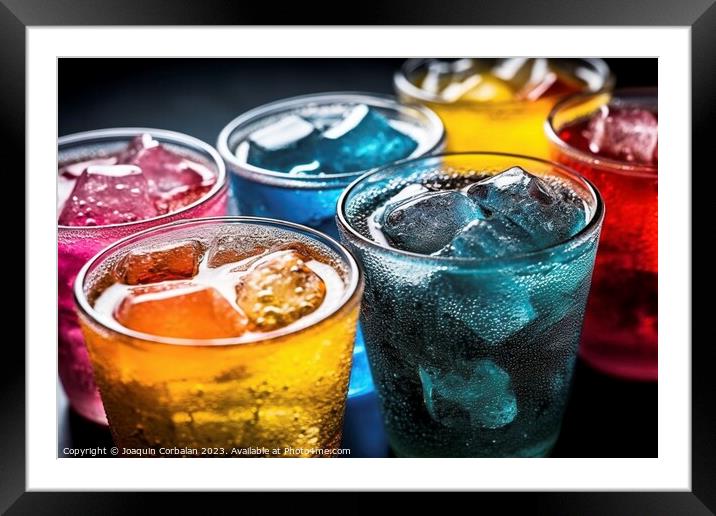 Refreshing drinks with soda, in vibrant and striking colors. Ai  Framed Mounted Print by Joaquin Corbalan