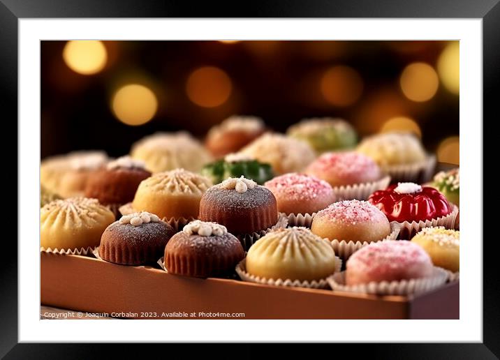 Delicious traditional handmade Christmas sweets, for sale at a m Framed Mounted Print by Joaquin Corbalan