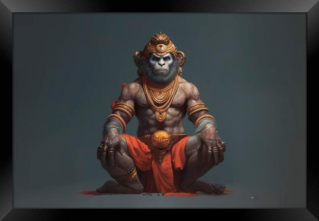 Representation of Hanuman, Hindu monkey god. Ai generated. Framed Print by Joaquin Corbalan