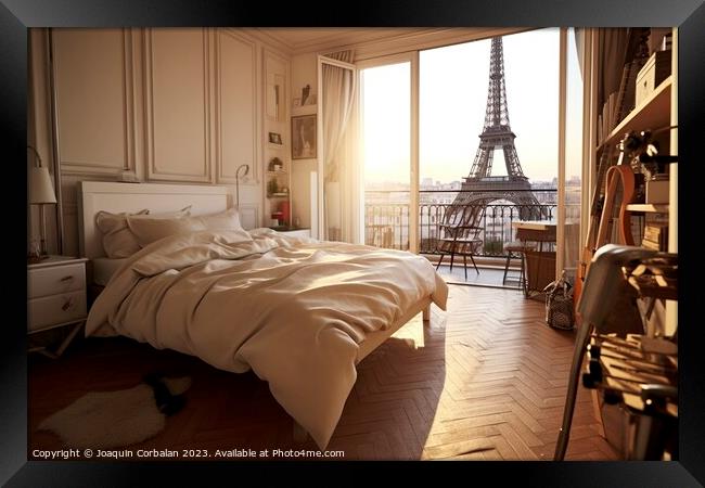 Luxurious room with views of the city of Paris. Ai generated. Framed Print by Joaquin Corbalan
