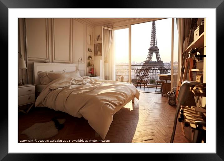Luxurious room with views of the city of Paris. Ai generated. Framed Mounted Print by Joaquin Corbalan
