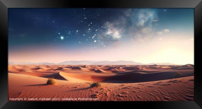 Beautiful night landscape of the desert with the s Framed Print by Joaquin Corbalan