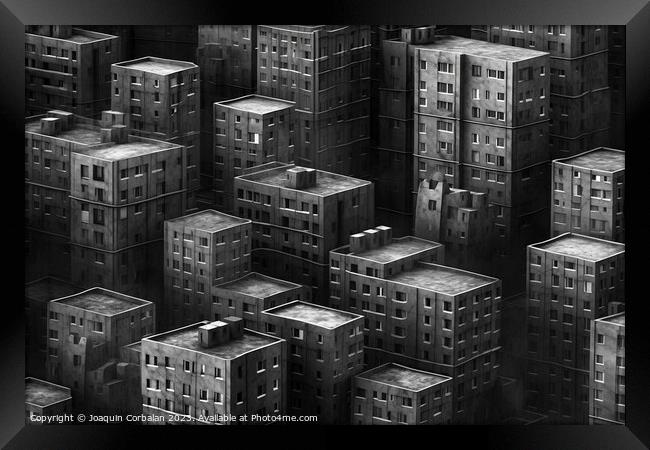 Dark, sad and gloomy cities full of cement and depressive. Ai ge Framed Print by Joaquin Corbalan