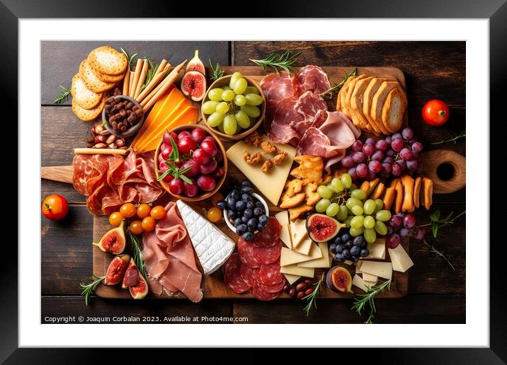 Cheese board and pork charcuterie. Ai generated. Framed Mounted Print by Joaquin Corbalan