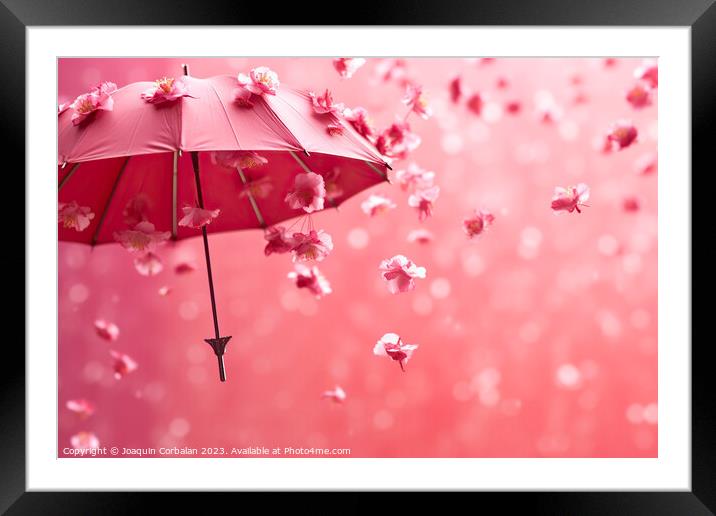 Amidst a studio background with copy space, pink c Framed Mounted Print by Joaquin Corbalan