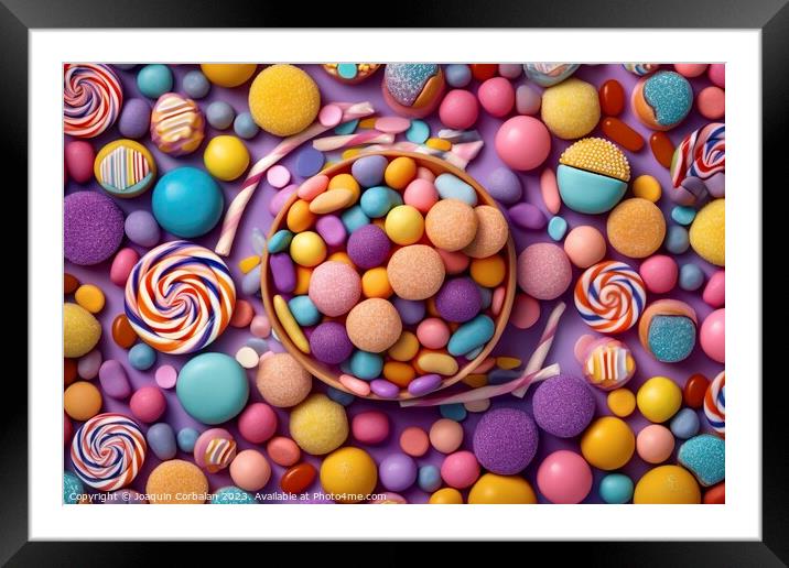 Abstract background with colored candies. Ai gener Framed Mounted Print by Joaquin Corbalan