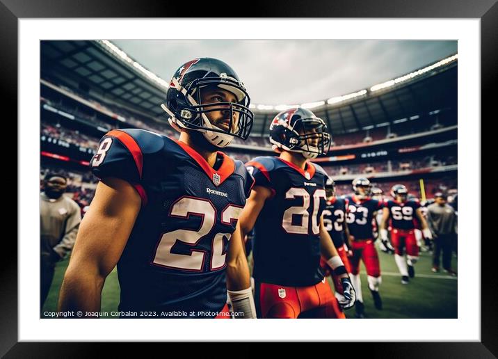 American football players on the field of play. Ai generated. Framed Mounted Print by Joaquin Corbalan