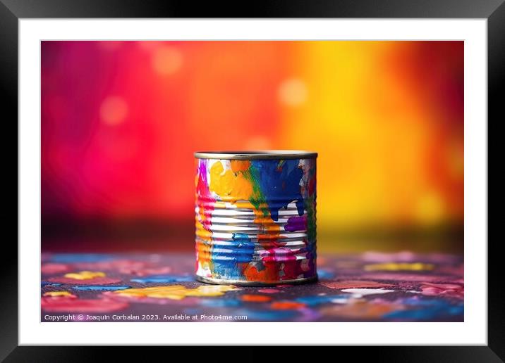 Colorful dirty paint pot, artists material and col Framed Mounted Print by Joaquin Corbalan