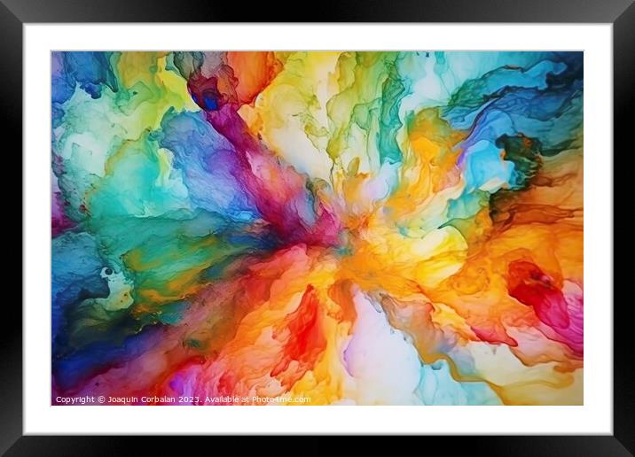 A vivid burst of colors radiates from the center,  Framed Mounted Print by Joaquin Corbalan