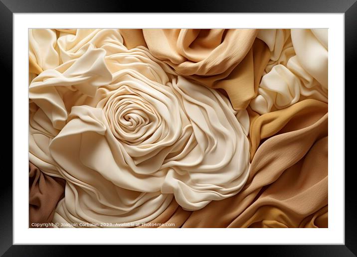 Background of fabrics and sheets of cream tones fo Framed Mounted Print by Joaquin Corbalan