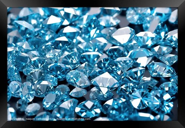 Small genuine diamonds shining on a dark background. Framed Print by Joaquin Corbalan