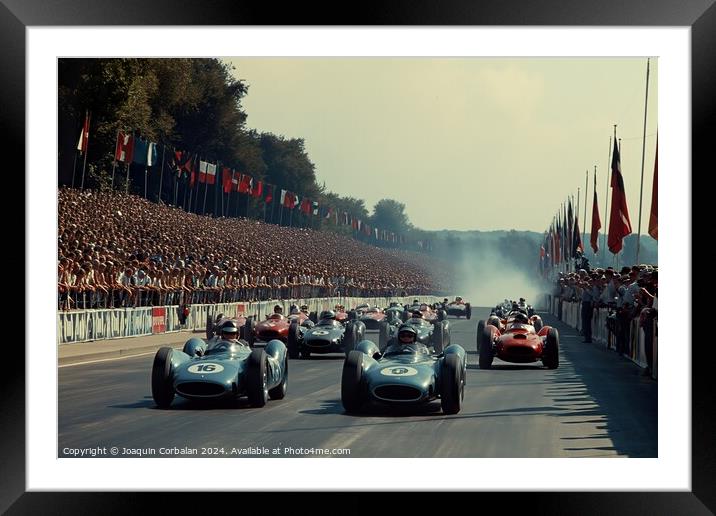 Historical photo of sprint car racing in the 1940s Framed Mounted Print by Joaquin Corbalan