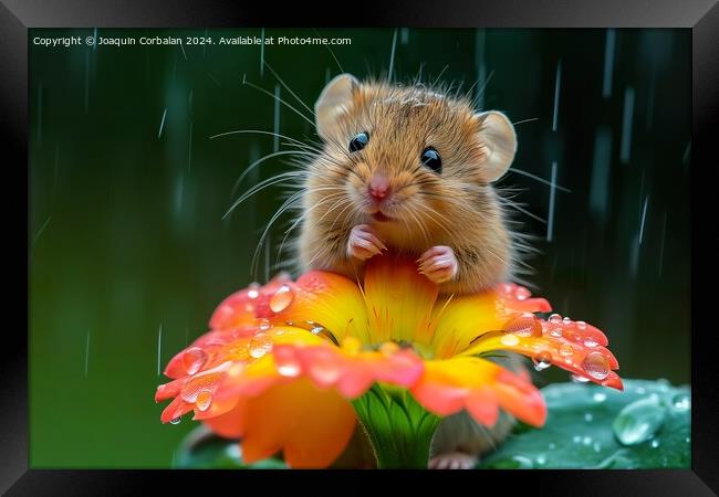 A rodent, like a little mouse, on a flower cooling Framed Print by Joaquin Corbalan