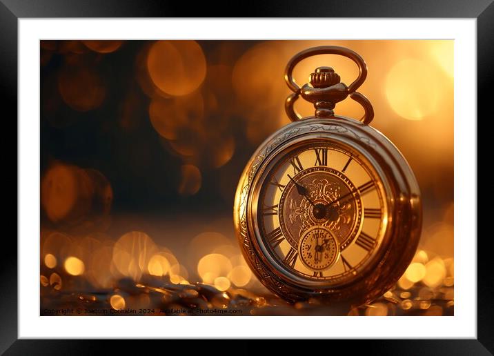 Old analog vintage clock marks the passage of time Framed Mounted Print by Joaquin Corbalan