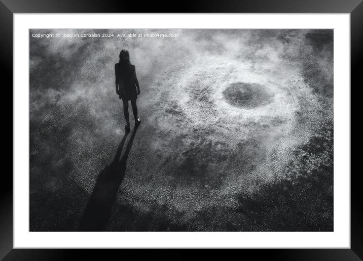 Loneliness, silhouette of a person against the har Framed Mounted Print by Joaquin Corbalan