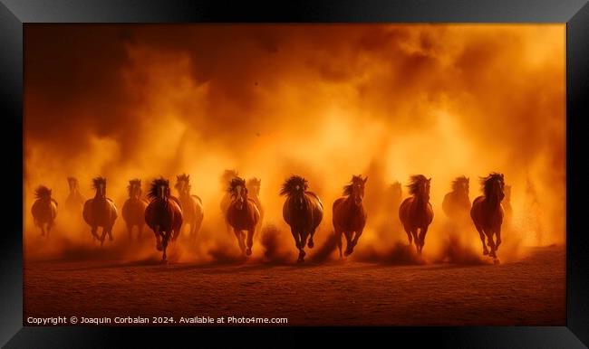 A dynamic image capturing a group of horses gallop Framed Print by Joaquin Corbalan