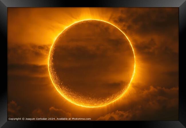 A photograph capturing a solar eclipse in the sky  Framed Print by Joaquin Corbalan