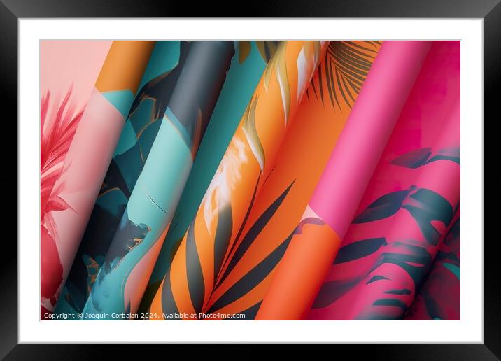 A diverse assortment of brightly colored flowers d Framed Mounted Print by Joaquin Corbalan