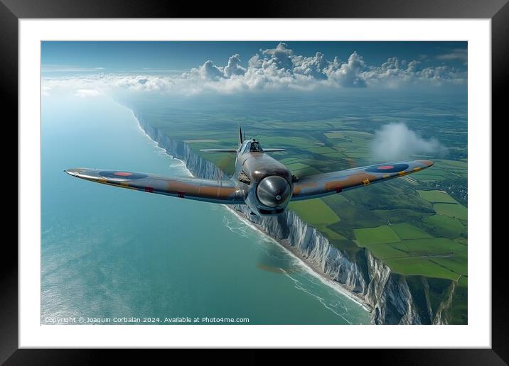 An airplane Hawker Hurricane and Supermarine Spitf Framed Mounted Print by Joaquin Corbalan