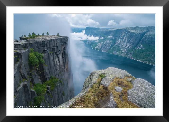 stunning cliff perched above a body of water, offe Framed Mounted Print by Joaquin Corbalan