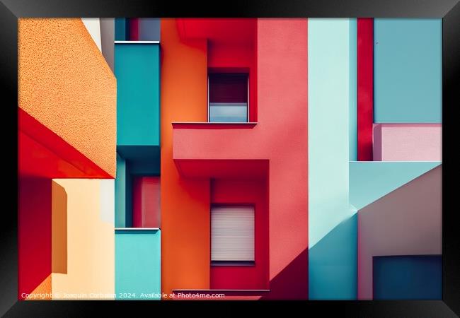 A vibrant building featuring various colors, numer Framed Print by Joaquin Corbalan