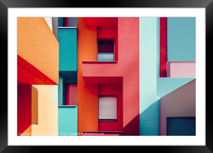 A vibrant building featuring various colors, numer Framed Mounted Print by Joaquin Corbalan