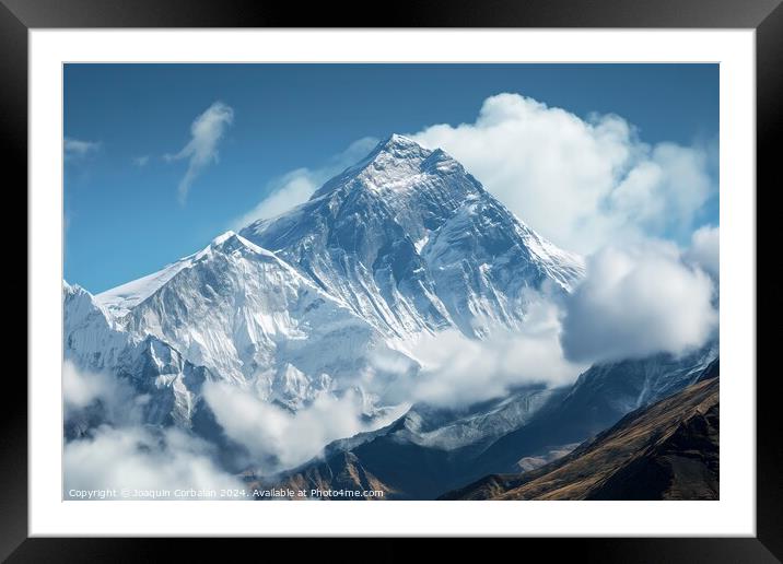 A stunning photo of a towering snow-covered mounta Framed Mounted Print by Joaquin Corbalan