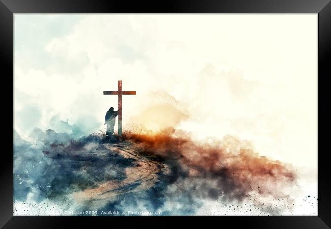 Jesus takes up his Cross. Digital watercolor painting Framed Print by Joaquin Corbalan
