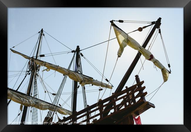 Sailboat replica of the Santa Maria boat, boat that discovered america. Framed Print by Joaquin Corbalan