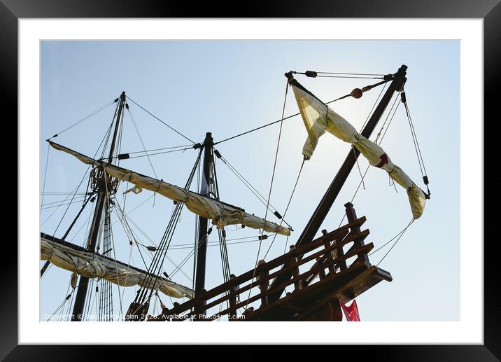 Sailboat replica of the Santa Maria boat, boat that discovered america. Framed Mounted Print by Joaquin Corbalan