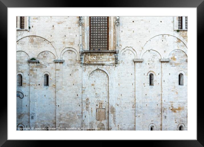 Stone walls of the medieval cathedral of San Nicolas di Bari. Framed Mounted Print by Joaquin Corbalan