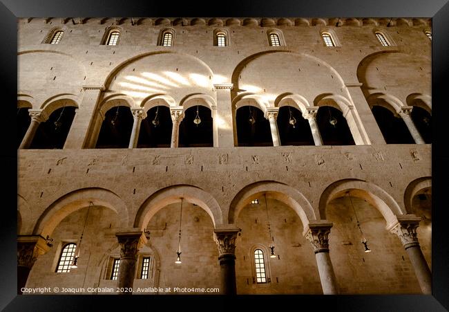 Interior of the main nave of the Cathedral Basilica of San Sabino in Bari. Framed Print by Joaquin Corbalan