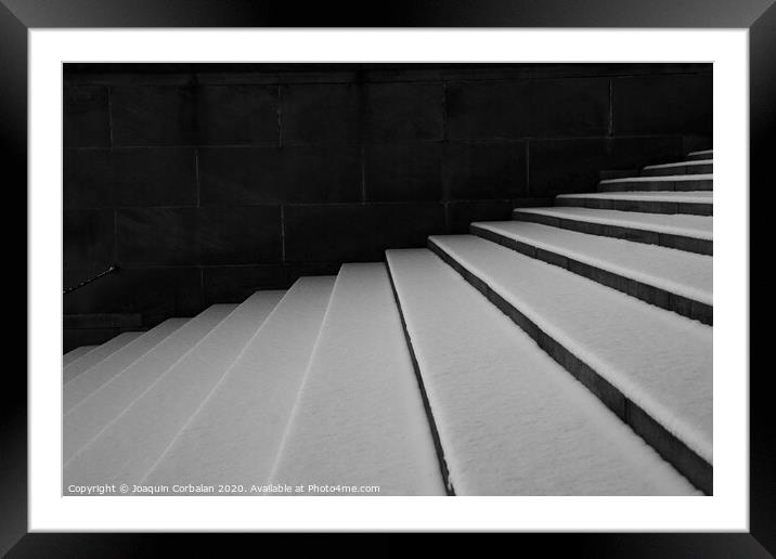 Geometric shapes of buildings with black and white shadows. Framed Mounted Print by Joaquin Corbalan