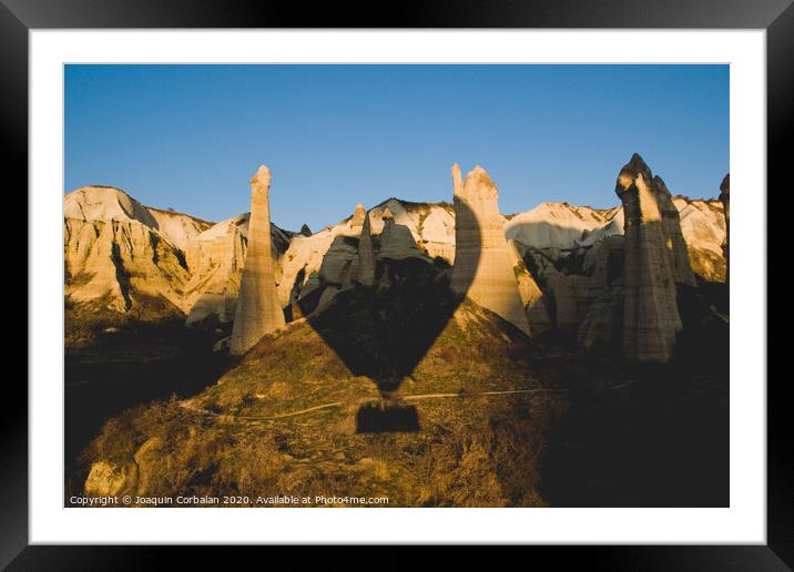 Colorful balloons flying over mountains and with blue sky Framed Mounted Print by Joaquin Corbalan