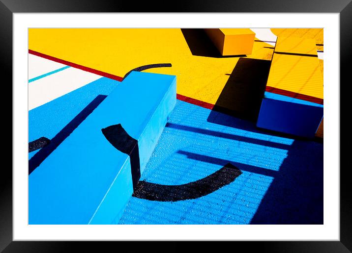 Shadows and lights on a rough painted surface. Framed Mounted Print by Joaquin Corbalan