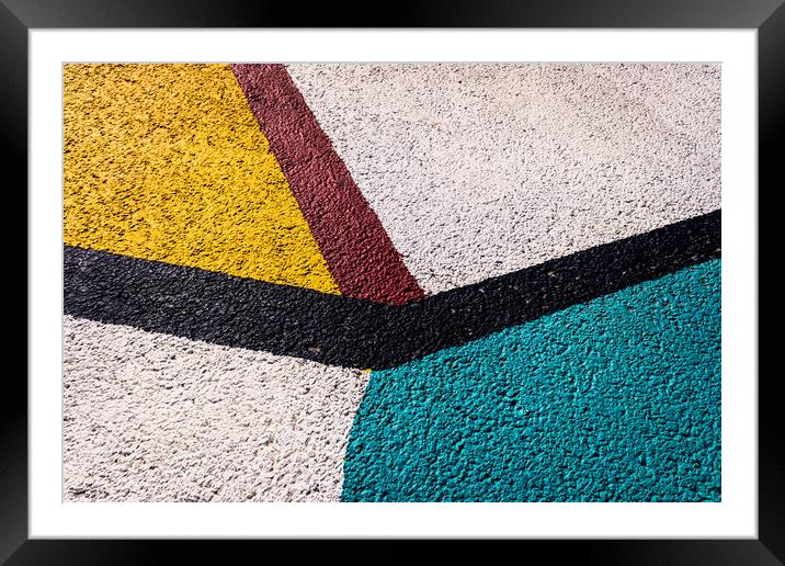 Grunge halftone asphalt wall texture and colorful rough stone surface background. Framed Mounted Print by Joaquin Corbalan