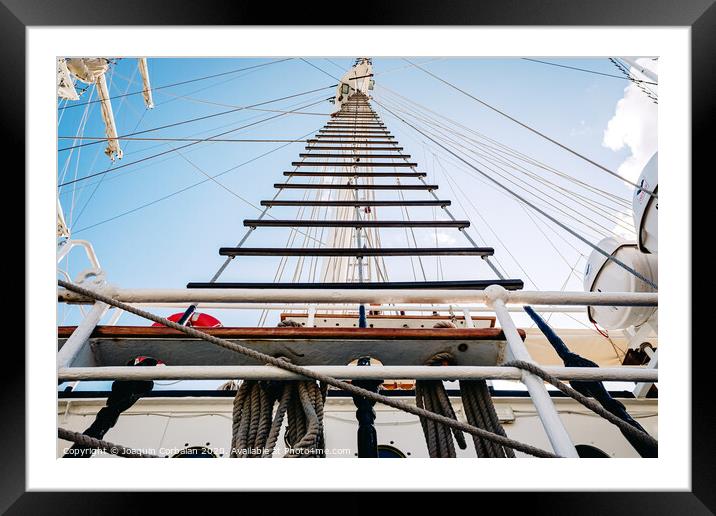 Rope ladders on a sailboat. Framed Mounted Print by Joaquin Corbalan