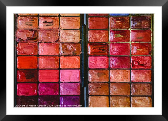 Makeup palette with multiple colors. Framed Mounted Print by Joaquin Corbalan