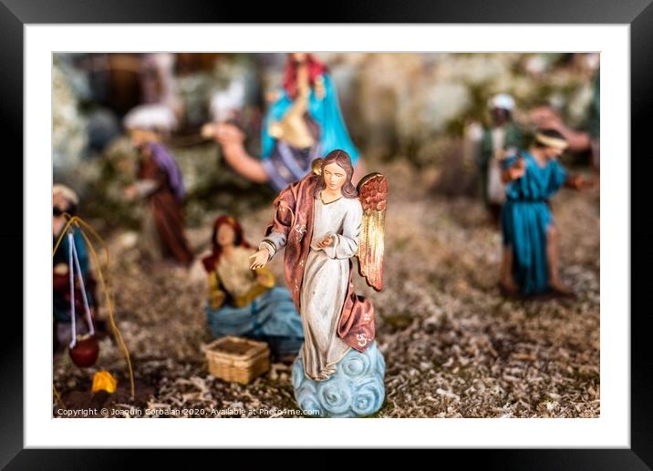 Religious figures of nativity scene at Christmas. Framed Mounted Print by Joaquin Corbalan