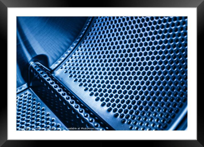 Detail of the drum of a washing machine, steel industrial texture with holes. Framed Mounted Print by Joaquin Corbalan