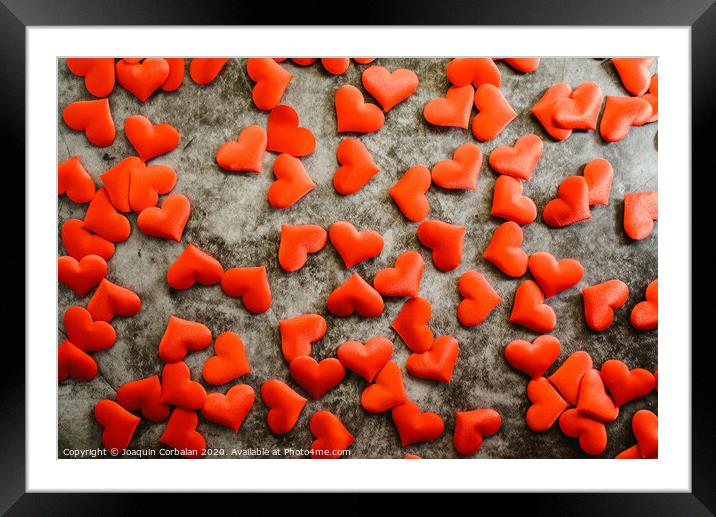 Background of red romantic hearts to usar on Valentine's Day Framed Mounted Print by Joaquin Corbalan