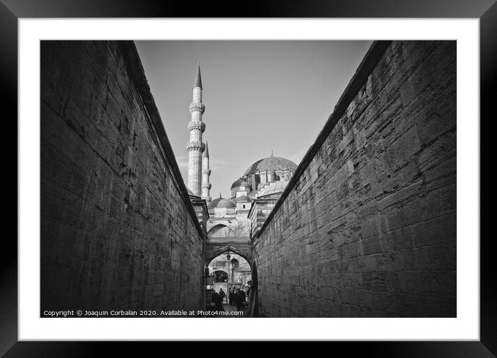 Turkish workers strolling through the walls of the Mosque of Hagia Sophia early in the morning. Framed Mounted Print by Joaquin Corbalan